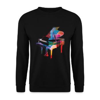 Buntes Piano Klavier Noten - Unisex Pullover - Schwarz - Vorne - Alina (178cm) & Michal (187cm)