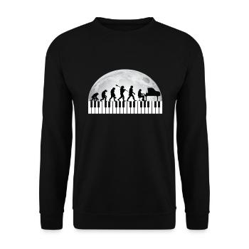 Piano Mond Klavier Noten - Unisex Pullover - Schwarz - Vorne - Alina (178cm) & Michal (187cm)