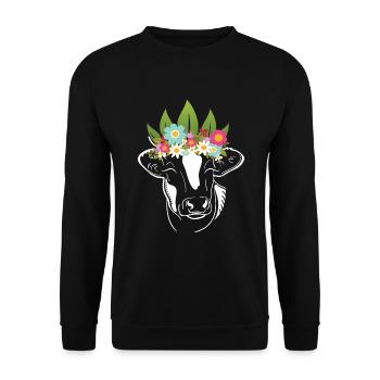 Blumen Kuh Kühe Bauer - Unisex Pullover - Schwarz - Vorne - Alina (178cm) & Michal (187cm)