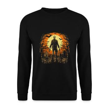 Zombie squelette dans un cimetière effrayant à la pleine lune - Sweat-shirt Unisexe - noir - Devant - Alina (178cm) & Michal (187cm)