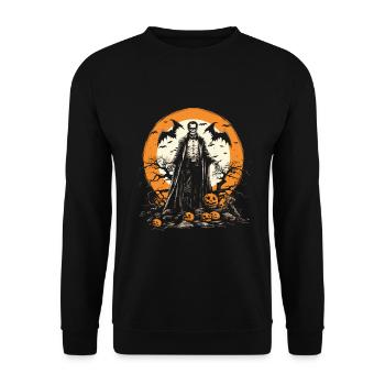 Scary skeleton zombie with pumpkins - Unisex Sweatshirt - black - Front - Alina (178cm) & Michal (187cm)