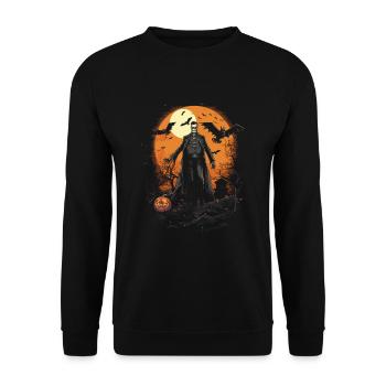 Skeleton Zombie Priest With Bats In Front Of Moon - Unisex Sweatshirt - black - Front - Alina (178cm) & Michal (187cm)
