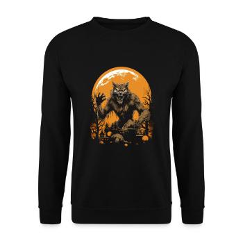Werewolf Howls Before Full Moon In Halloween Night - Unisex Sweatshirt - black - Front - Alina (178cm) & Michal (187cm)