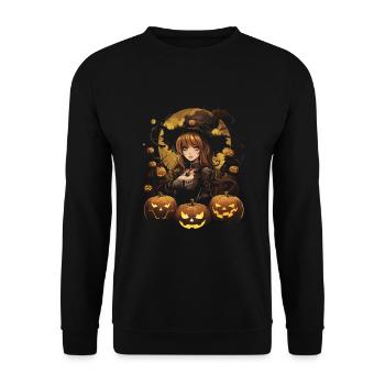Creepy Anime Girl Scary Halloween - Sweat-shirt Unisexe - noir - Devant - Alina (178cm) & Michal (187cm)