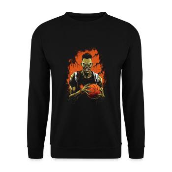 Creepy Basketball Player Halloween Zombie - Unisex Sweatshirt - black - Front - Alina (178cm) & Michal (187cm)