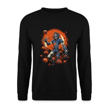 Creepy Basketball Player Halloween Zombie - Unisex Sweatshirt - black - Front - Alina (178cm) & Michal (187cm)