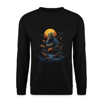 Creepy angler creepy Halloween fisherman - Unisex Sweatshirt - black - Front - Alina (178cm) & Michal (187cm)