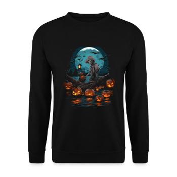 Creepy angler creepy Halloween fisherman - Unisex Sweatshirt - black - Front - Alina (178cm) & Michal (187cm)