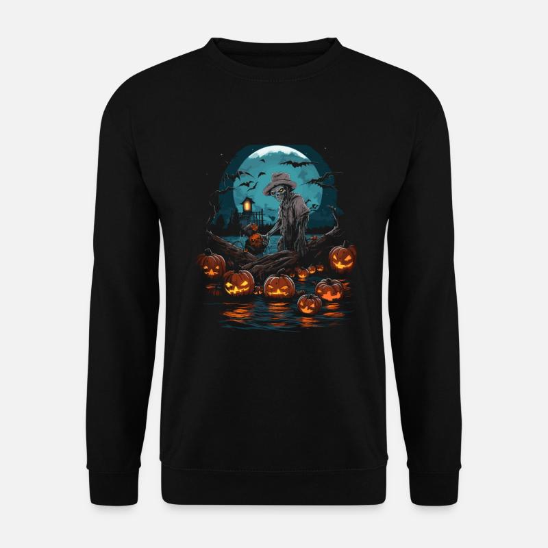 Pêcheur effrayant pêcheur d’Halloween effrayant - Sweat-shirt Unisexe - noir