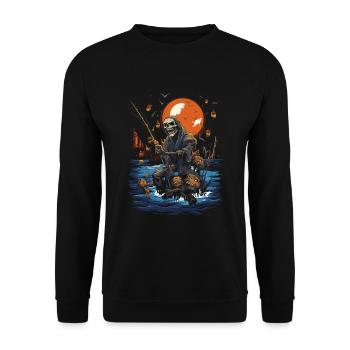 Creepy angler creepy Halloween fisherman - Unisex Sweatshirt - black - Front - Alina (178cm) & Michal (187cm)