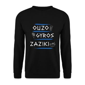 Ouzo Gyros Zaziki Grèce Griechenland - Sweat-shirt Unisexe - noir - Devant - Alina (178cm) & Michal (187cm)