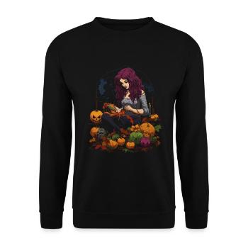 Creepy handicraft zombies for Halloween - Unisex Sweatshirt - black - Front - Alina (178cm) & Michal (187cm)