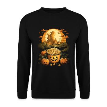 Spooky Mac 'n Cheese Costume Halloween Cheese - Unisex Sweatshirt - black - Front - Alina (178cm) & Michal (187cm)