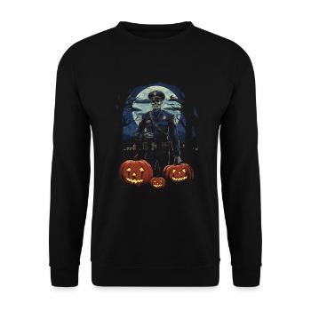 Halloween Polizist Zombie Kostüm Spukige Polizei - Unisex Pullover - Schwarz - Vorne - Alina (178cm) & Michal (187cm)