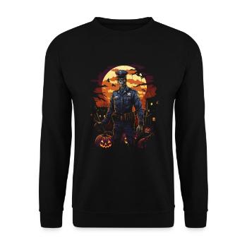 Halloween Polizist Zombie Kostüm Spukige Polizei - Unisex Pullover - Schwarz - Vorne - Alina (178cm) & Michal (187cm)