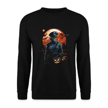 Halloween Polizist Zombie Kostüm Spukige Polizei - Unisex Pullover - Schwarz - Vorne - Alina (178cm) & Michal (187cm)