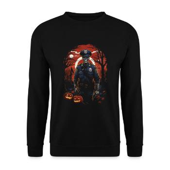 Halloween Polizist Zombie Kostüm Spukige Polizei - Unisex Pullover - Schwarz - Vorne - Alina (178cm) & Michal (187cm)