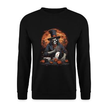 Spooky Poker Costume Halloween Bluff Zombie Poker - Unisex Sweatshirt - black - Front - Alina (178cm) & Michal (187cm)