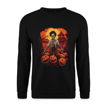 Creepy Korean Halloween Zombie - Unisex Sweatshirt - black - Front - Alina (178cm) & Michal (187cm)