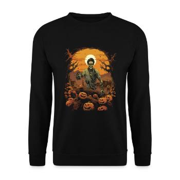 Creepy Korean Halloween Zombie - Unisex Sweatshirt - black - Front - Alina (178cm) & Michal (187cm)