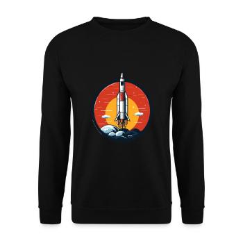 Vintage Raketen Weltraum Logo Space Rocket - Unisex Sweatshirt - black - Front - Alina (178cm) & Michal (187cm)