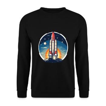 Vintage Raketen Weltraum Logo Space Rocket - Unisex Sweatshirt - black - Front - Alina (178cm) & Michal (187cm)
