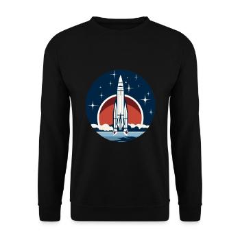 Vintage Raketen Weltraum Logo Space Rocket - Unisex Sweatshirt - black - Front - Alina (178cm) & Michal (187cm)