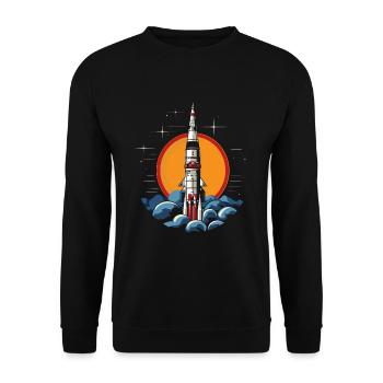 Vintage Raketen Weltraum Logo Space Rocket - Unisex Sweatshirt - black - Front - Alina (178cm) & Michal (187cm)