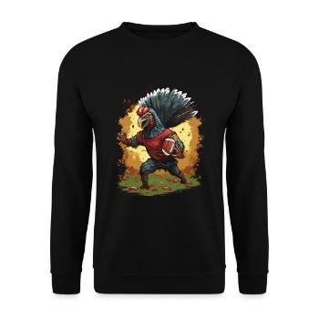 Thanksgiving Turkey Quarterback Touchdown - Unisex Sweatshirt - black - Front - Alina (178cm) & Michal (187cm)