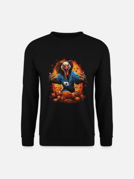 Feiert Thanksgiving mit einem Truthahn - Unisex Pullover - Schwarz