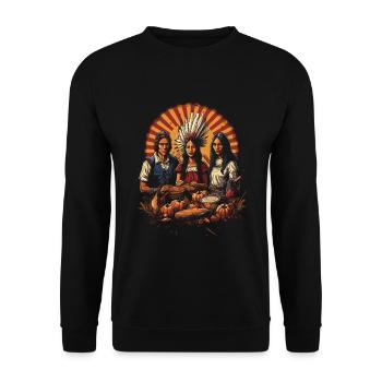 Pèlerins et Indiens Action de grâce culturelle - Sweat-shirt Unisexe - noir - Devant - Alina (178cm) & Michal (187cm)