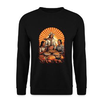 Pèlerins et Indiens Action de grâce culturelle - Sweat-shirt Unisexe - noir - Devant - Alina (178cm) & Michal (187cm)