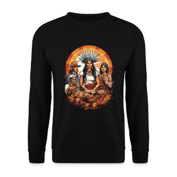 Pèlerins et Indiens Action de grâce culturelle - Sweat-shirt Unisexe - noir - Devant - Alina (178cm) & Michal (187cm)