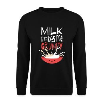 Milk Makes Me Grumpy Milch Lustig Funny - Unisex Pullover - Schwarz - Vorne - Alina (178cm) & Michal (187cm)
