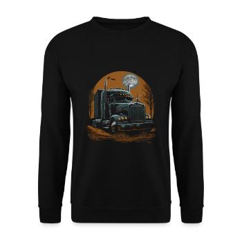 Semi-remorque effrayante d’Halloween pour camion - Sweat-shirt Unisexe - noir - Devant - Alina (178cm) & Michal (187cm)