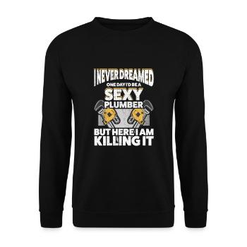 Plombier sexy professionnel de plomberie élégant - Sweat-shirt Unisexe - noir - Devant - Alina (178cm) & Michal (187cm)