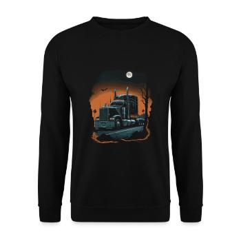 Semi-remorque effrayante d’Halloween pour camion - Sweat-shirt Unisexe - noir - Devant - Alina (178cm) & Michal (187cm)