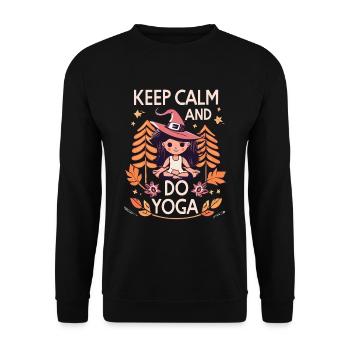 Keep Calm and do Yoga Meditation Liebhaber - Unisex Pullover - Schwarz - Vorne - Alina (178cm) & Michal (187cm)