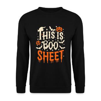 Drôle d’Halloween C’est Boo Sheet - Sweat-shirt Unisexe - noir - Devant - Alina (178cm) & Michal (187cm)