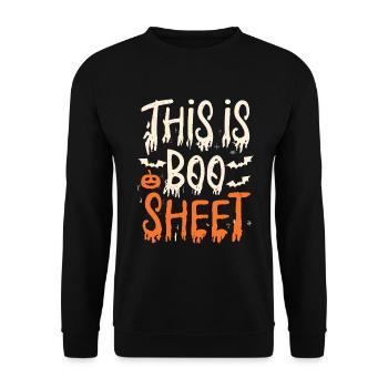 Drôle d’Halloween C’est Boo Sheet - Sweat-shirt Unisexe - noir - Devant - Alina (178cm) & Michal (187cm)