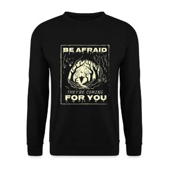 Be Afraid Vintage Halloween - Unisex Pullover - Schwarz - Vorne - Alina (178cm) & Michal (187cm)