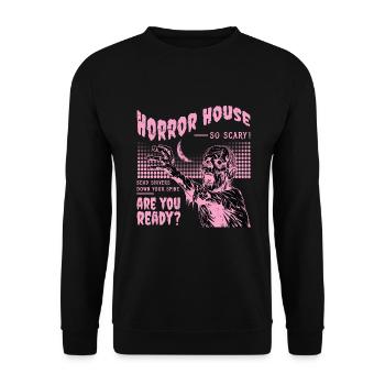 Horror House Vintage Halloween - Unisex Sweatshirt - black - Front - Alina (178cm) & Michal (187cm)