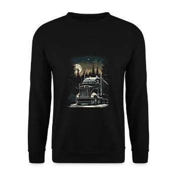 Christmas Truck Driver Christmas Semi Truck - Unisex Sweatshirt - black - Front - Alina (178cm) & Michal (187cm)