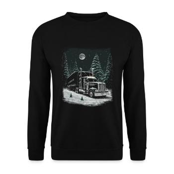 Weihnachts Lkw Fahrer Weihnaten Sattelschlepper - Unisex Pullover - Schwarz - Vorne - Alina (178cm) & Michal (187cm)