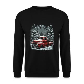 Nostalgic Christmas spirit: vintage truck - Unisex Sweatshirt - black - Front - Alina (178cm) & Michal (187cm)