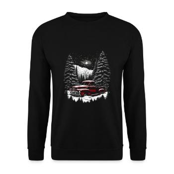 Ambiance nostalgique de Noël : camion vintage - Sweat-shirt Unisexe - noir - Devant - Alina (178cm) & Michal (187cm)