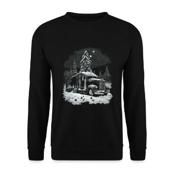 Christmas Truck Driver Christmas Semi Truck - Unisex Sweatshirt - black - Front - Alina (178cm) & Michal (187cm)