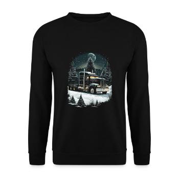 Christmas Truck Driver Christmas Semi Truck - Unisex Sweatshirt - black - Front - Alina (178cm) & Michal (187cm)