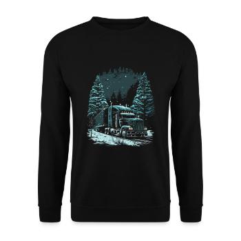 Chauffeur de camion de Noël Semi-remorque de Noël - Sweat-shirt Unisexe - noir - Devant - Alina (178cm) & Michal (187cm)