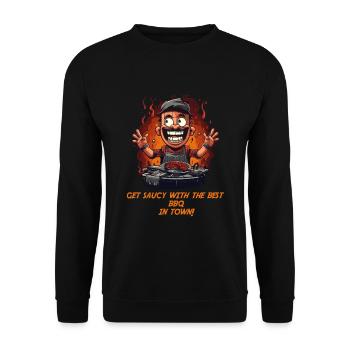 Funny BBQ grill master with saying - Unisex Sweatshirt - black - Front - Alina (178cm) & Michal (187cm)